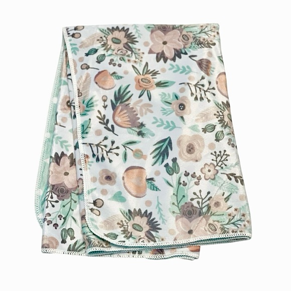 (NWOT) SL Home Fashions Reversible Floral Apple Baby Blanket 30x40 - Picture 1 of 4